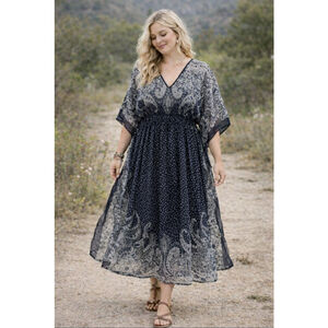 Plus Size 2X Boho Hippie Paisley Maxi Dress – Flowy & Lightweight